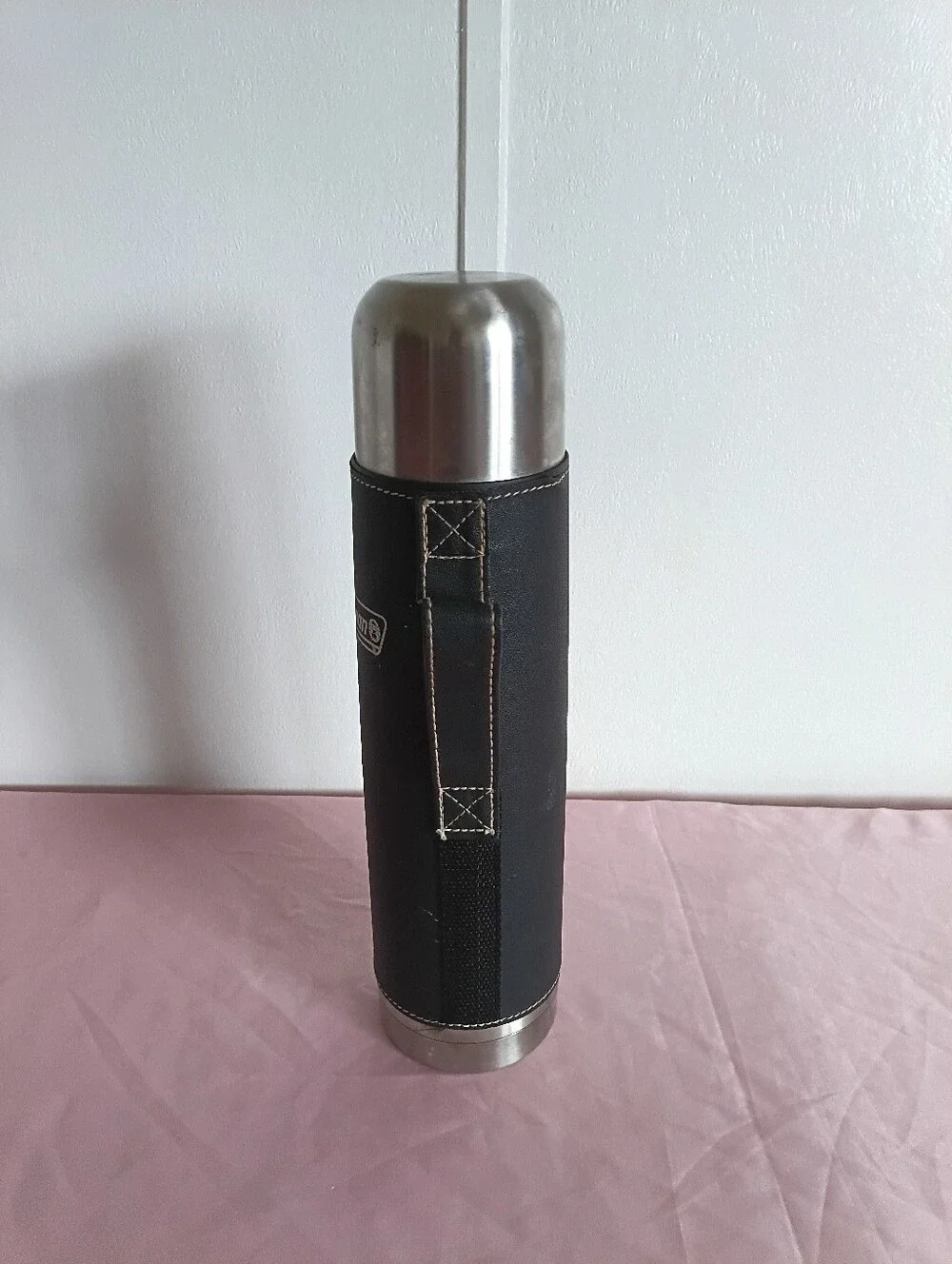 Coleman Stainless Steel 16 Oz. Vacuum Bottle Thermos with Leather Handle Vintage